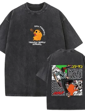 Washed Vintage Anime Chainsaw Man Pochita and Denji Fusion Graphic Print T Shirts Men Women Fashion Casual Oversized T-shirts - Aliexpress - FashionsVida