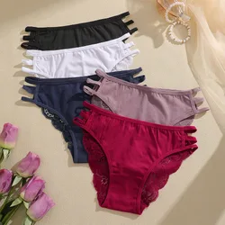 Piezas Bragas sexy de mujer de cintura baja, multicolor, con encaje calado y transpirable