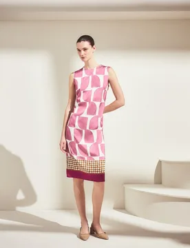 Vestido sin mangas con cuello caja y estampado de pañuelo - Woman El Corte Inglés - FashionsVida
