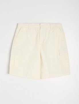 Pantaloncini cargo in cotone - panna