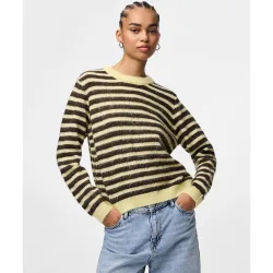 Jersey de cuello redondo y de rayas de mujer