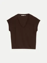 T-Shirt in Waffel-Optik Braun M
