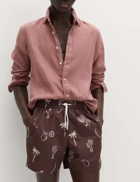 Quick Dry Printed Swim Shorts Chestnut male - M&S - FashionsVida