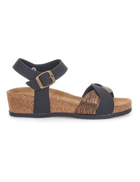 Sandali neri con zeppa e cinturino 306 39