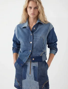 Veste courte en jean upcyclée BLUE S female - Desigual - FashionsVida
