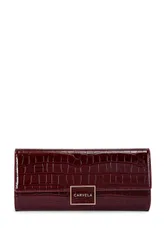 Women's 'Jessica Clutch' Croc Print Bag in Dark Red - Dark Red - Size: One Size
