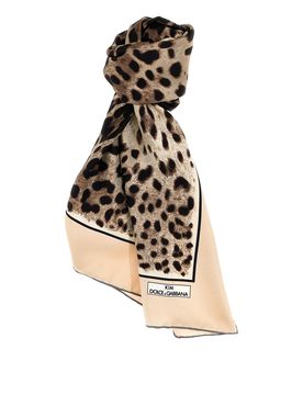 Sciarpa in twill di seta stampa leopardo