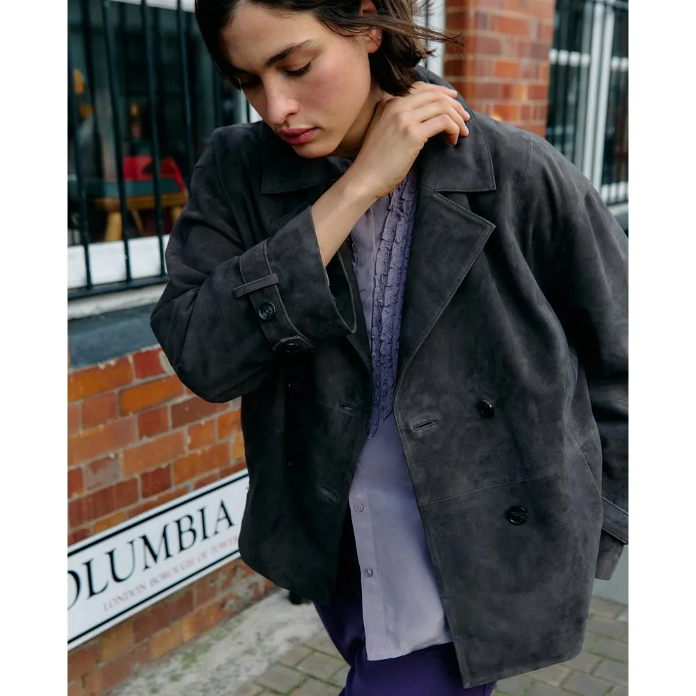 Chaqueta de mujer de piel de ante cruzada - Couchel - FashionsVida
