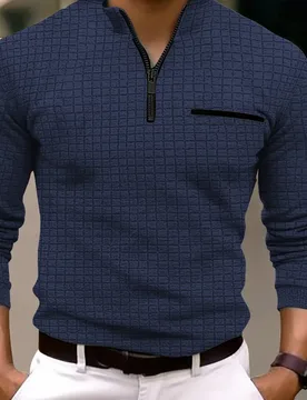New Spring and Autumn Quick Sell Men's Checker Checkered Stand Collar POLO Shirt Arm Zipper Sports Breathable Polo Shirt - Aliexpress - FashionsVida