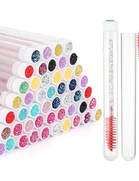Sets de cepillo de rímel con varilla de cristal, cepillo negro para ojos, tubo con correa, cepillo espiral reutilizable para pestañas, cepillo para - Shein - FashionsVida