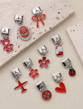 Pcs Fashion Red Pendant Charm fit 9mm Italian Module Elastic Bracelet Woman Detachable Stainless Steel Strap Chain Accessories - Aliexpress - FashionsVida