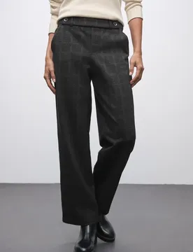 Karierte Straight Leg Hose female Grau