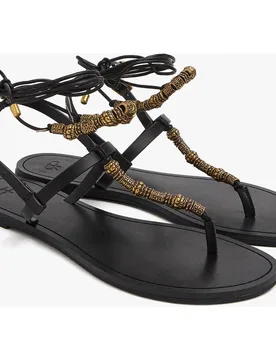 Sandalias de dedo de mujer con tiras y cuentas decorativas - Parfois - FashionsVida