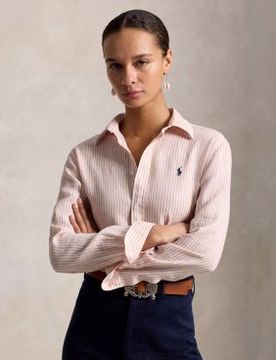 Para mujer. 211A96158009 Camisa de lino Classic Fit con rayas (XXS), Casual, Manga larga