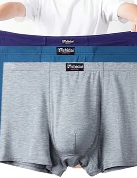 Piezas/paquete de boxers de hombre con parches de ajuste holgado transpirable de modal de talla grande, para todas las estaciones - Shein - FashionsVida