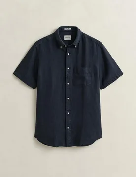 Camisa de hombre regular de lino y manga corta - Gant - FashionsVida