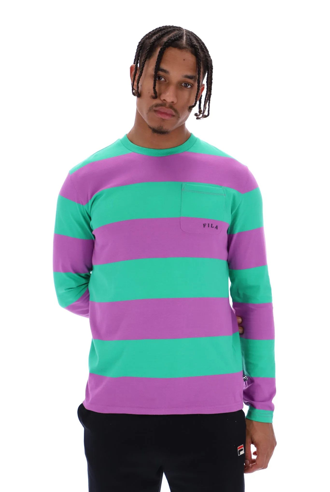 Morley Unisex Oversized Stripe Long Sleeved Pocket Tee - XS - FILA - FashionsVida