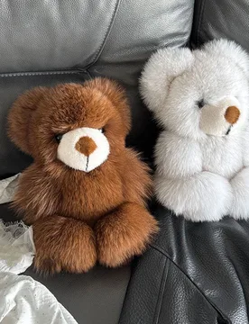 Stuffed Animals Plush Little Bear keychain Real Fox Fur Doll Bear Plush Sitting Doll Couple Toy Soft Bear Bag Pendant keychain - Aliexpress - FashionsVida