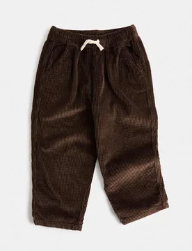 Pure Cotton Corduroy Drawstring Trousers (2-8 Yrs) Dark Chocolate male - M&S - FashionsVida