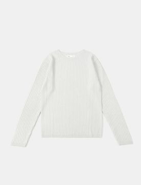 Maglione classico a costine - panna