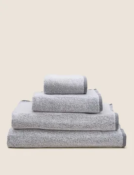Pure Cotton Cosy Weave Towel Grey Mix - M&S - FashionsVida