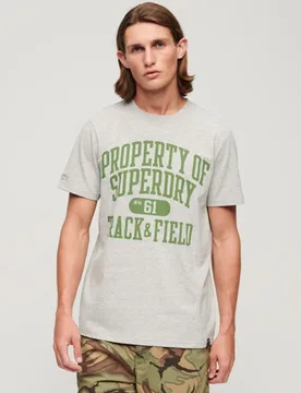 Superdry Herren Athletic College T-shirt mit Grafikprint Dunkelgrau - Größe: S - 44.99 - FashionsVida