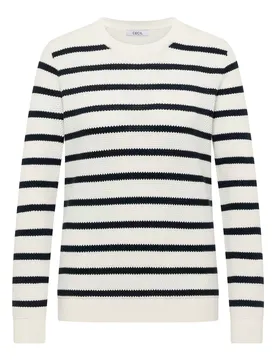TOS_Structure stripe Roundneck female