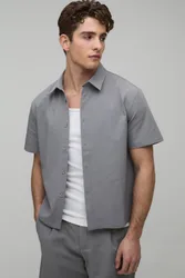 Herren Regular Fit Technisches Kurzarmhemd Grey Größe Medium