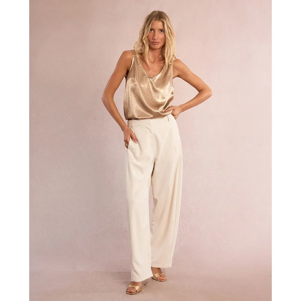 Top de mujer de manga sisa en tejido dorado - Molly Bracken - FashionsVida