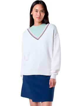 Maglione Con Scollo A V Knitted White XL