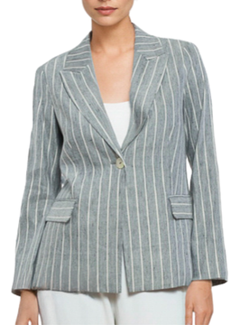 Blazer Donna Gessato in Misto Lino Beige con Righe Elegante 15200075/535