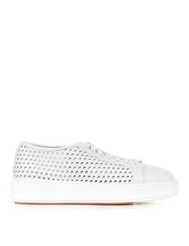 Sneaker Bianca In Pelle Traforata