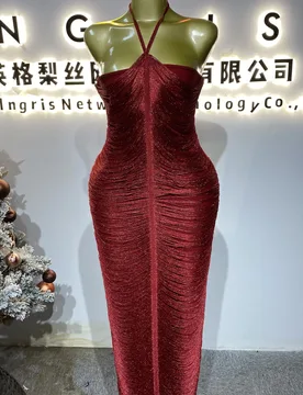 An elegant backless pleated maxi dress, a chic women's evening gown.-GZXX319 - Aliexpress - FashionsVida