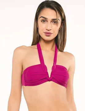Sujetador de bikini sali bando foam "v" copa b tirante atado cuello - Red Point - FashionsVida
