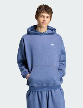 FELPA CON CAPPUCCIO TREFOIL ESSENTIALS MELANGE LOOSE M Crew Blue Mel