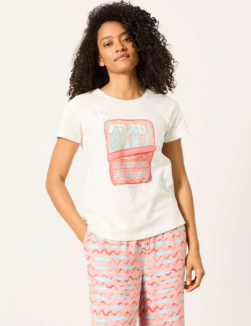 Jersey Sardine Pyjama Top Ivory Mix female - Fatface - FashionsVida