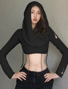 Knitted Crop Top Hooded T Shirts For Women Grunge Clothes Super Short Ropa De Mujer Long Sleeve Camisetas Y2k Accessories Tshirt - Aliexpress - FashionsVida