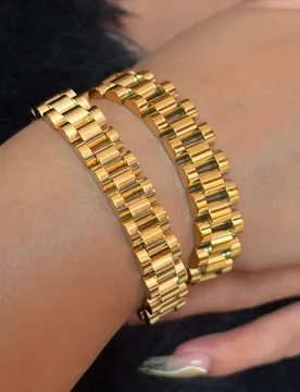 DASEIN Modern 12 10MM Smooth Strap Design Bracelet Gold Plated Stainless Steel Jewelry for Women Vintage Punk Accessories Gifts - Aliexpress - FashionsVida