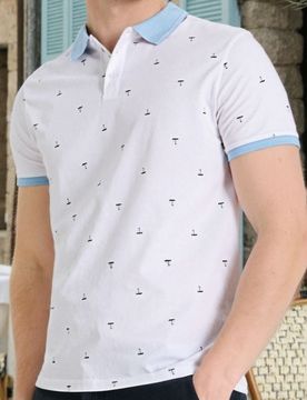 Polo con stampa all-over - bianco