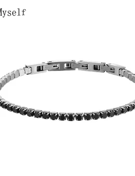 YLMyself Stainless Steel 3mm Black Zircon Tennis Bracelet Adjustable 18cm Women Fashion Jewelry - Aliexpress - FashionsVida