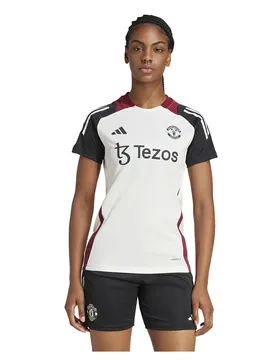 T-shirt à Manches Courtes Entraînement Manchester United 24/25 Tiro Off White / Black L