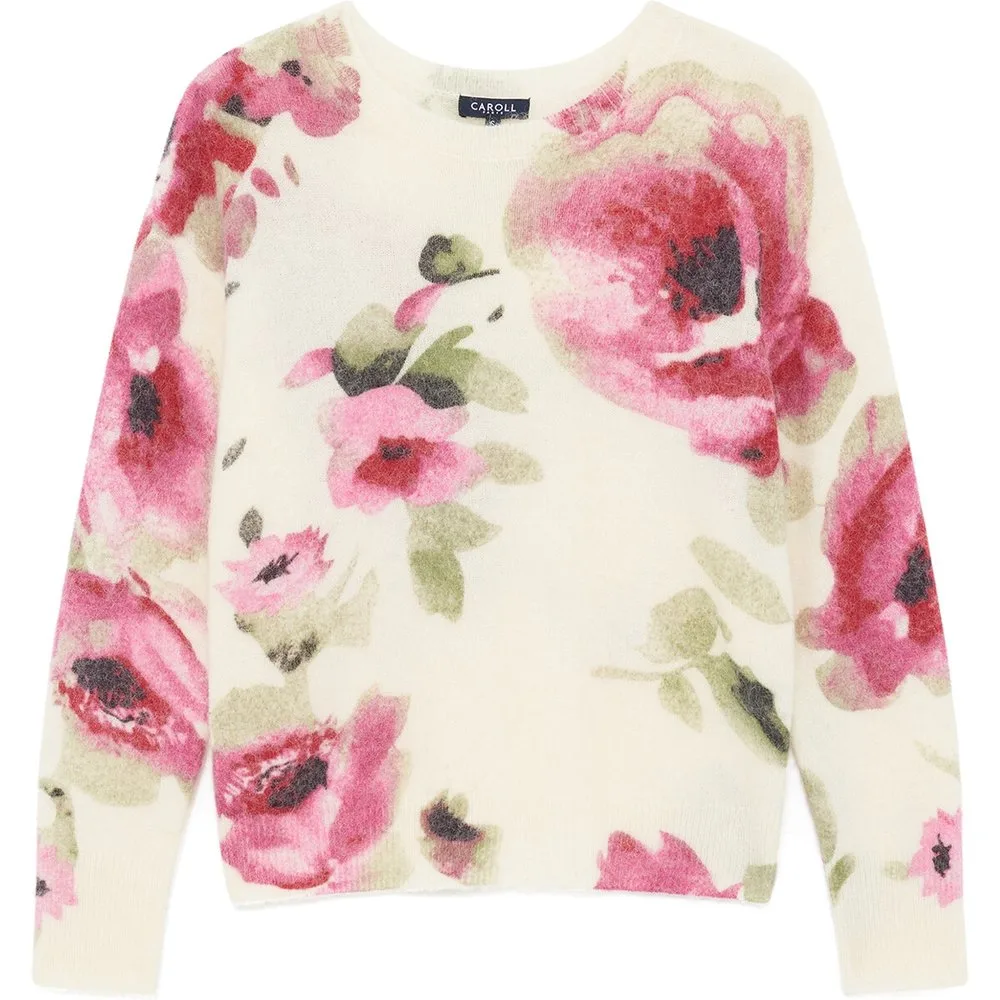 Jersey de mujer en alpaca efecto cepillado y estampado floreal - Caroll - FashionsVida