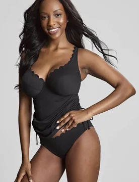 Spirit Selena Wired Plunge Tankini Top D-J Black female - Panache - FashionsVida