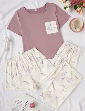 Set de 3 piezas de ropa de dormir con estampado de flores, cómoda y de moda para mujeres - Shein - FashionsVida