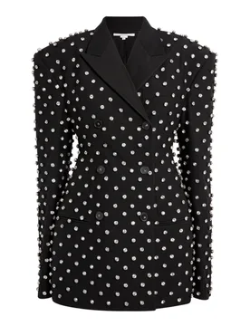 Crystal Embellished Oversized Double-Breasted Blazer - Stella McCartney - FashionsVida