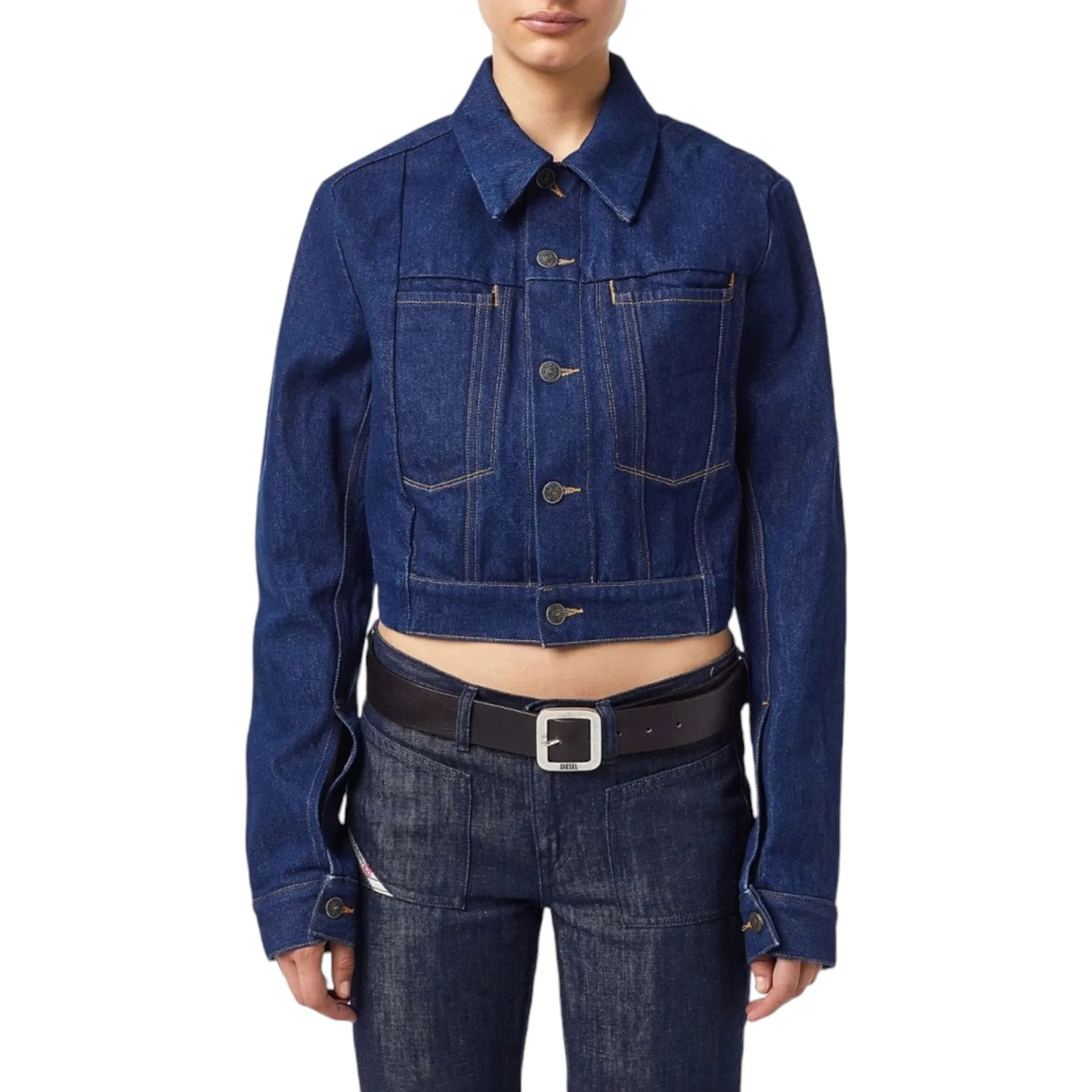 De-Lucyshort-Sp Womens Denim Jacket - Blue - Size Small - Diesel - FashionsVida