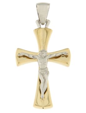 Ciondolo Croce Oro Giallo Bianco GL100837