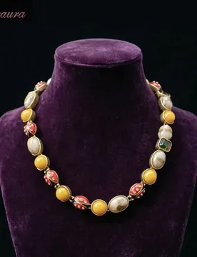 Vintage jewelry featuring a fashionable and classic red geometric necklace design paired with Bohemian style women's necklace - Aliexpress - FashionsVida
