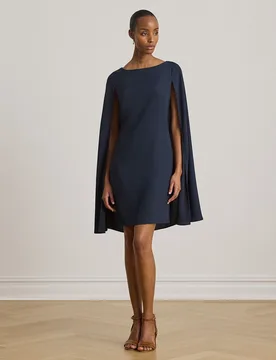 Vestido corto de cóctel de georgette con capa - Lauren Ralph Lauren - FashionsVida