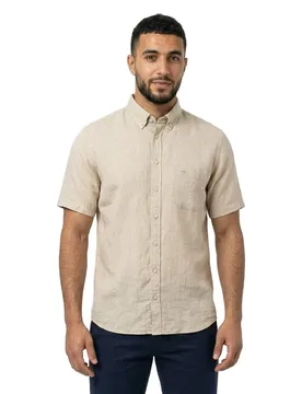 Camicia A Maniche Corte 1606001 Sand XL - Fynch Hatton - FashionsVida